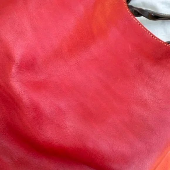 Auth Dooney & Burke Red Florentine Leather Large Barlow Zip Tote Satchel - Picture 14 of 16